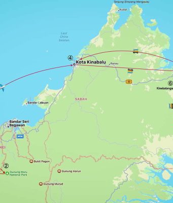 Malezya–Borneo–Singapur Turu Gezi Rotam Borneo Tour Route
