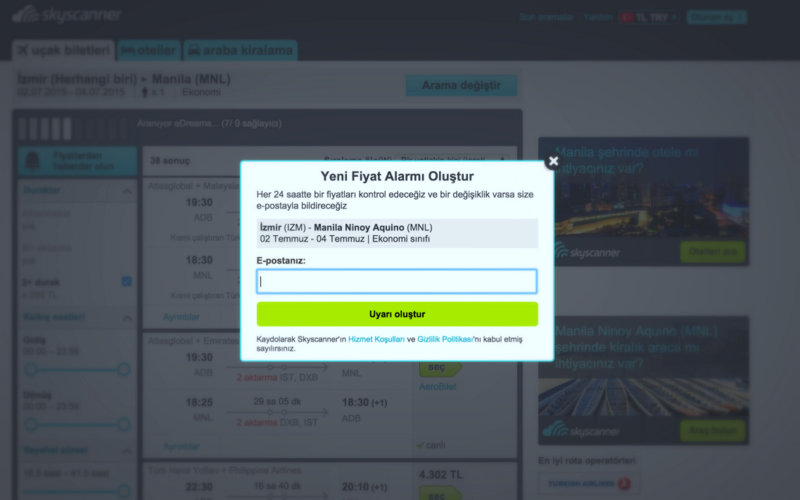 Skyscanner Price Alert