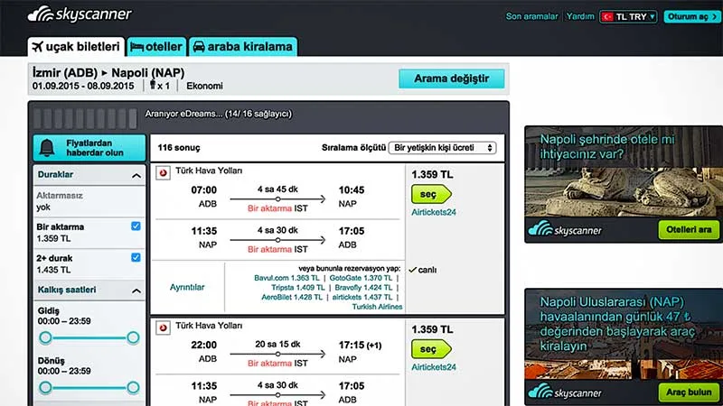 Skyscanner Sitesi