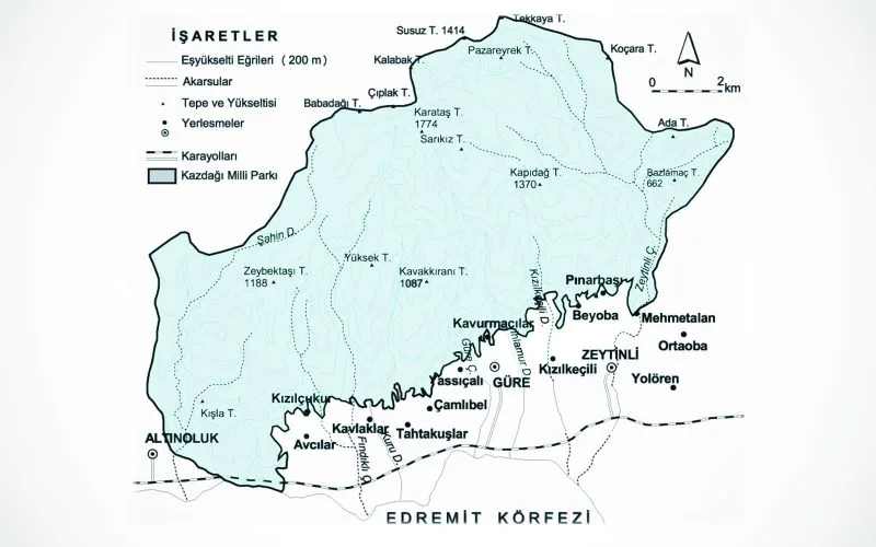 Kazdaglari haritası