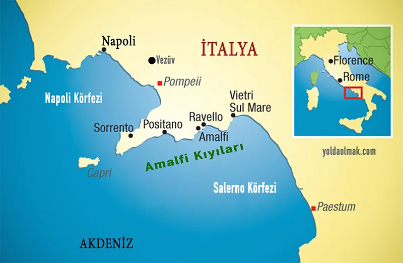 Amalfi Kıyıları Haritası