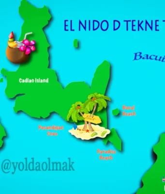 El Nido Tour D: Cadlao Adası ve Paradise Beach El Nido Tour D Map