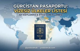 Dünya haritası üzerinde Gürcistan biyometrik pasaportu ve vizesiz seyahat edilen ülkeler illüstrasyonu