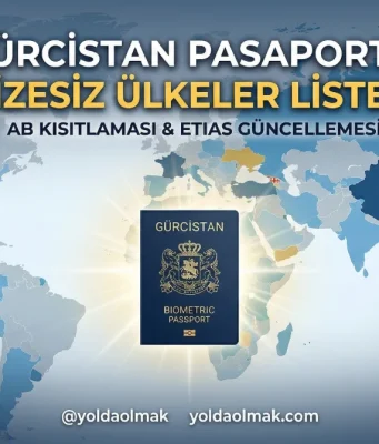 Dünya haritası üzerinde Gürcistan biyometrik pasaportu ve vizesiz seyahat edilen ülkeler illüstrasyonu