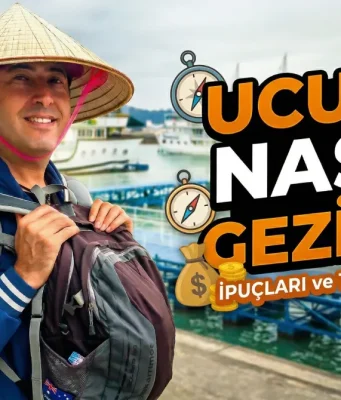 Ucuza nasıl gezilir rehberi için sırt çantalı gezgin manzara karşısında
