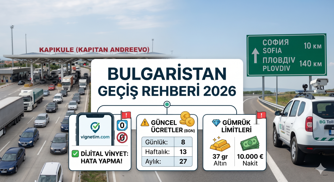 Bulgaristan Geçiş Rehberi: Vinyet ücretleri, sınır kapıları ve gümrük kuralları hakkında kapsamlı görsel rehber.